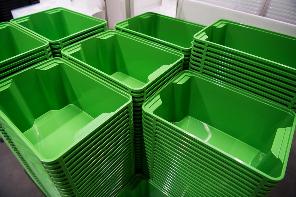 folding green plastic box