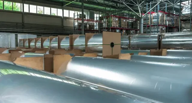 Chemycal production of the BOPP film. The warehouse for finished products.